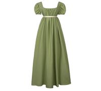 LyCosLynen Women's Elegant Regency Ball Gown Tea Dress Vintage Costume with Sash Empire Waist Ruffled Puff Sleeve Long Renaissance Dress for Parties, Weddings and Gala