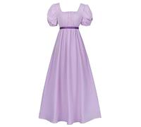 LyCosLynen Women's Elegant Regency Ball Gown Tea Dress Vintage Costume with Sash Empire Waist Ruffled Puff Sleeve Long Renaissance Dress for Parties, Weddings and Gala