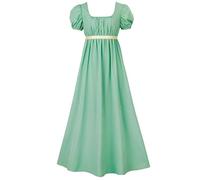 LyCosLynen Women's Elegant Regency Ball Gown Tea Dress Vintage Costume with Sash Empire Waist Ruffled Puff Sleeve Long Renaissance Dress for Parties, Weddings and Gala