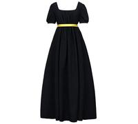 LyCosLynen Women's Elegant Regency Ball Gown Tea Dress Vintage Costume with Sash Empire Waist Ruffled Puff Sleeve Long Renaissance Dress for Parties, Weddings and Gala