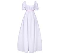 LyCosLynen Women's Elegant Regency Ball Gown Tea Dress Vintage Costume with Sash Empire Waist Ruffled Puff Sleeve Long Renaissance Dress for Parties, Weddings and Gala