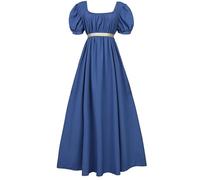 LyCosLynen Women's Elegant Regency Ball Gown Tea Dress Vintage Costume with Sash Empire Waist Ruffled Puff Sleeve Long Renaissance Dress for Parties, Weddings and Gala