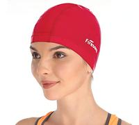 Lycra Swimming Cap, Firesara Swim Cap Anti-Tear Swim Hat Comfortable No-Slip for Men Women Long Short Hair Adult Boys Girls-Red