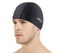 Lycra Swimming Cap, Firesara Swim Cap Anti-Tear Swim Hat Comfortable No-Slip for Men Women Long Short Hair Adult Boys Girls-Grain Black