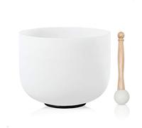 Lycrystal 11 Inch C Note Root Chakra Frosted Quartz Crystal Singing Bowl mallet & O-ring For Meditation and Sound Therapy.
