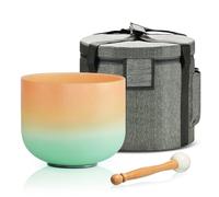 Lycrystal 432HZ Singing Bowl 8 Inch C Note Solar Plexus Chakra Frosted Quartz Crystal Sound Bowl Mallet and O-ring For Sound Healing Meditation