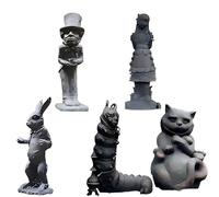 lycss 5PCS Alice in Wonderland Garden Decor Statue Set - Wonderland-Like Garden Decoration Fairy with Hand Cast Stone Resin for Indoor Outdoor Garden Patio Lawn Yard