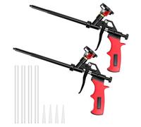 LYCXAMES PU Foam Gun, Pack of 2 Construction Foam Gun with Valve, No Cleaner Required, Metal Dosing Gun with Ergonomic Plastic Handle for DIY and Professional, Red