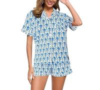 LYCZMKSF 2 Piece Womens Rolle, Roller Rabbit Pajamas Y2k Pajama Set, 2024 New Monkey Pajamas, Bunny Tiger Floral Shorts (Blue,Medium)