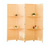 LYDBMYT 4 Panel Room Divider Folding Privacy Wooden Screen, Wall Divider for Room, Partition Screens for Bedroom, Wood Room Partitions, Privacy Dividers for Rooms, with Shelves,71x63 inch
