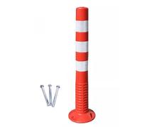 LYDBMYT Flexible Delineator Round Post with Base Commercial Plastic Reflective Safety Bollard for Parking Lot Signs/Crowd Control Guidance 75cm Tall，Red+Whit