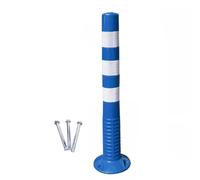 LYDBMYT Flexible Delineator Round Post with Base Commercial Plastic Reflective Safety Bollard for Parking Lot Signs/Crowd Control Guidance 75cm Tall，Blue+Whit