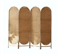 LYDBMYT Room Divider with Natural Bamboo 5.6x5.2 Feet, 4-Panel Folding Privacy Screen Room Dividers, Wall Divider Screens, Privacy Partition Indoor, Room Partitions Wood,Yellow-5.6x5.2 Feet