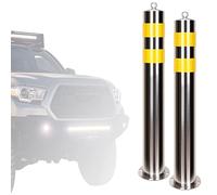LYDBMYT Stainless Steel Parking Barriers Safety Bollard, 2 Packs 114mm Diameter Bollard Post with Yellow Reflective Film for Traffic Control Driveway Barrier Parking Pole (Size : 1000MM)