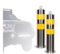 LYDBMYT Stainless Steel Parking Barriers Safety Bollard, 2 Packs 114mm Diameter Bollard Post with Yellow Reflective Film for Traffic Control Driveway Barrier Parking Pole (Size : 500MM)