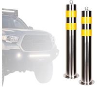LYDBMYT Stainless Steel Parking Barriers Safety Bollard, 2 Packs 114mm Diameter Bollard Post with Yellow Reflective Film for Traffic Control Driveway Barrier Parking Pole (Size : 750MM)