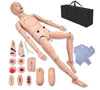 LYDBMYT Teaching Model,Multifunctional 5.6Ft Nursing Manikin PVC Male Anatomical Human Model with Exchange Genitalia & Clothes & Bedsore Module & Trauma Module & Storage Bag, for 24 Item B