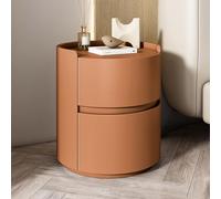 LYDBMYT White Solid Wood Modern Minimalist Bedside Table with Storage Drawers - Round Bedroom Side Table, Chest of Drawers, Wooden Storage Cabinet