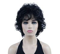 Lydell 10" Women's Short Soft Super Curly Wig Layered Natural Movement Synthetic Wigs (Black)