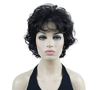 Lydell 10" Women's Short Soft Super Curly Wig Layered Natural Movement Synthetic Wigs (Dark Brown)