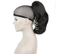 Lydell 12" Dual Use Straight Curly Styled Clip In Claw Ponytail Hair Extension Synthetic Hairpiece 125g with a jaw/claw clip (Dark Brown)