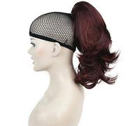 Lydell 12" Dual Use Straight Curly Styled Clip In Claw Ponytail Hair Extension Synthetic Hairpiece 125g with a jaw/claw clip (99B35R Wine Red mix)