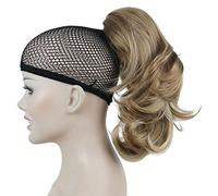 Lydell 12" Dual Use Straight Curly Styled Clip In Claw Ponytail Hair Extension Synthetic Hairpiece 125g with a jaw/claw clip (H16-613 Blonde with Highlights)