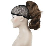 Lydell 12" Dual Use Straight Curly Styled Clip In Claw Ponytail Hair Extension Synthetic Hairpiece 125g with a jaw/claw clip (Medium Golden Brown)