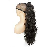 Lydell 30" Long Curly Styled Clip In Claw Ponytail Hair Extension Synthetic Hairpiece 280g with a jaw/claw clip Dark Brown