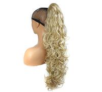 Lydell 30" Long Curly Styled Clip In Claw Ponytail Hair Extension Synthetic Hairpiece 280g with a jaw/claw clip (613 Light blonde)