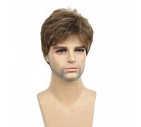 Lydell Men Wig Golden Brown Mix Short Straight Hair Synthetic Full Wig