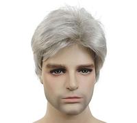 Lydell Men Wig Natural Short Straight Hair Synthetic Full Wigs (51 Silver Grey)