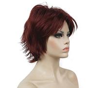 Lydell Short Layered Shaggy Full Synthetic Wig Wigs (131 Burgundy Red)