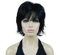 Lydell Short Layered Shaggy Wavy Full Synthetic Wigs Black