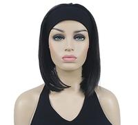 Lydell Short Straight Bob Headband Wigs 3/4 wig short half Synthetic hair wig (Darkest Brown)