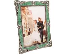 Lydemcia Vintage Metal Picture Frame 5x7, Antique Enamel Luxury Photo Frame with Glass Front, Horizontal Or Vertical, Retro Decoration, Anniversary Birthday Wedding Gift