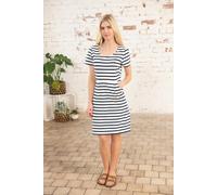 Lydia Dress Cotton Stretch Scoop Neck Casual Dress with Pockets Lighthouse Clothing Navy 18