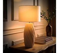 Lydia Natural Linen Drum Lamp Shade Tall Swirl Natural Table Lamp with LED Bulb ValueLights Natural One Size