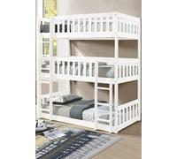 Lydia White Wooden Triple Bunk Bed Mattress Guru White Single