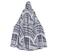 LYDIFSSRL Blue Polynesian Maori Tribal Pattern Print Full Length For Adults And Kids Hooded Cloak Halloween Costume For Cosplay Events