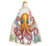 LYDIFSSRL Color Octopus Print Full Length For Adults And Kids Hooded Cloak Halloween Costume For Cosplay Events