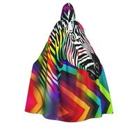 LYDIFSSRL Colorful Rainbow Zebra Print Full Length For Adults And Kids Hooded Cloak Halloween Costume For Cosplay Events