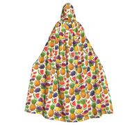 LYDIFSSRL Fresh Juicy Fruits Pineapple Berries Grape Orange Print Full Length For Adults And Kids Hooded Cloak Halloween Costume For Cosplay Events