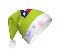 LYDIFSSRL Texas State Flag Print Unisex Adult Christmas Hat With Lights Santa Cap Xmas Accessory For Festive Party