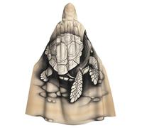LYDIFSSRL Turtle Write Print Full Length For Adults And Kids Hooded Cloak Halloween Costume For Cosplay Events