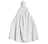 Lydifssrl Wildflower Floral Print Halloween Christmas Carnival Unisex Adult Hooded 190cm Cloak Partiestheme