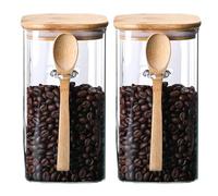 Lydlrum Glass Storage Jars with Lids and Spoon1200ML Set of 2 - High Borosilicate Glass Airtight Kitchen Food Canisters Cylinder Clear Preserving Seal Containers