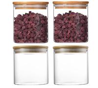Lydlrum Round Glass Storage Jars with Lids 650ML 4PCS High Borosilicate Glass Airtight Kitchen Food Canisters Cylinder Clear Preserving Seal Containers with Lid