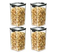 Lydlrum Storage Containers Set of 4,1300ml Clear Plastic Airtight Food Storage Containers with Lids, Storage Jars for Storing Pasta, Rice, Rlour, Dog, Cat, Cereal Dispenser Kitchen Organiser