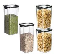 Lydlrum Storage Containers Set of 4,1800ml &1300ml Clear Plastic Airtight Food Storage Containers with Lids, Storage Jars for Storing Pasta, Rice, Rlour, Dog, Cat, Cereal Dispenser Kitchen Organiser